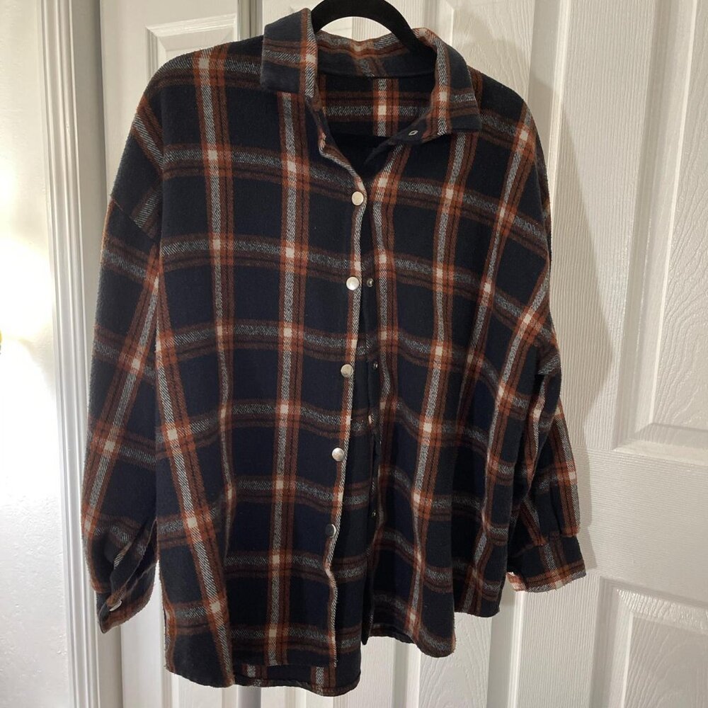 Fall Oversized Black & Orange Flannel